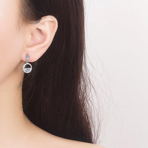 *NEW[Set of 2] Sterling Silver Diamond Waterdrop A - Picture 4 of 7